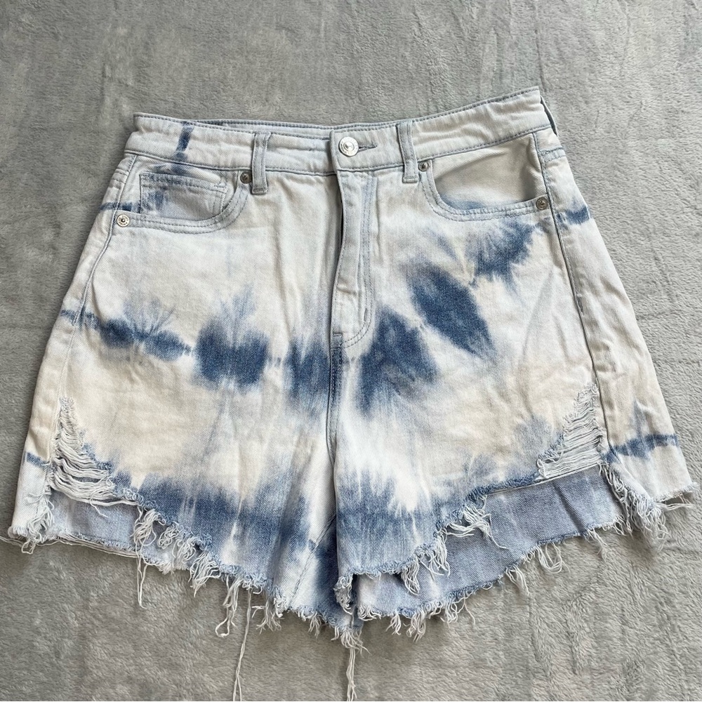 American Eagle Shorts 4 Womens Highest Rise Mom Tie Dye Cutoff Comfort Stretch